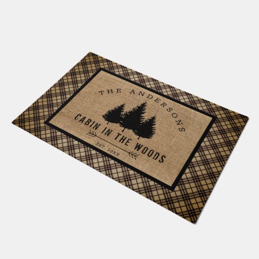 Robuust land Familienaam Cabin in de Bossen Deurmat (Schuin)