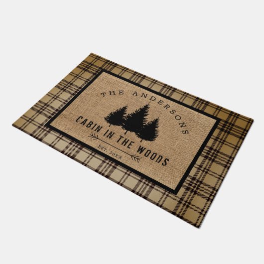 Robuust land Familienaam Cabin in de Bossen Deurmat (Schuin)