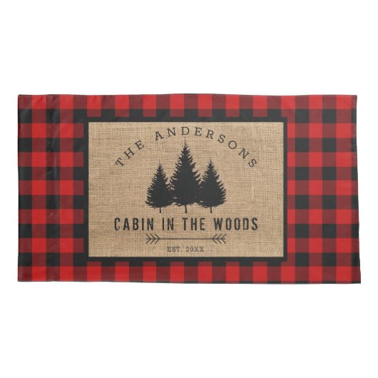 Robuust land Familienaam Cabin in de Bossen Kussensloop (Achterkant)