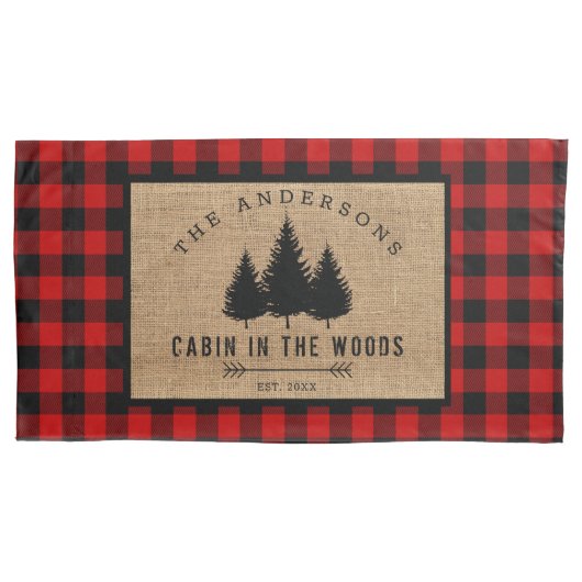 Robuust land Familienaam Cabin in de Bossen Kussensloop (Voorkant)