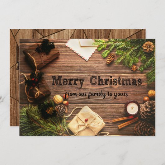 Robuust land, prettig kerstfeest en gelukkig nieuw feestdagenkaart (Voorkant / Achterkant)