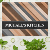 Robuust, langoest, beige en grijze strepen; Naam Theedoek (Gevouwen)