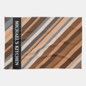 Robuust, langoest, beige en grijze strepen; Naam Theedoek (Horizontaal)