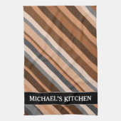 Robuust, langoest, beige en grijze strepen; Naam Theedoek (Verticaal)