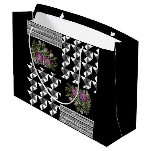 Robuust, lappendeken, rozen groot cadeauzakje (Achterkant Gekanteld)