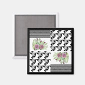 Robuust, lappendeken, rozen magneet (Voorkant / Achterkant)