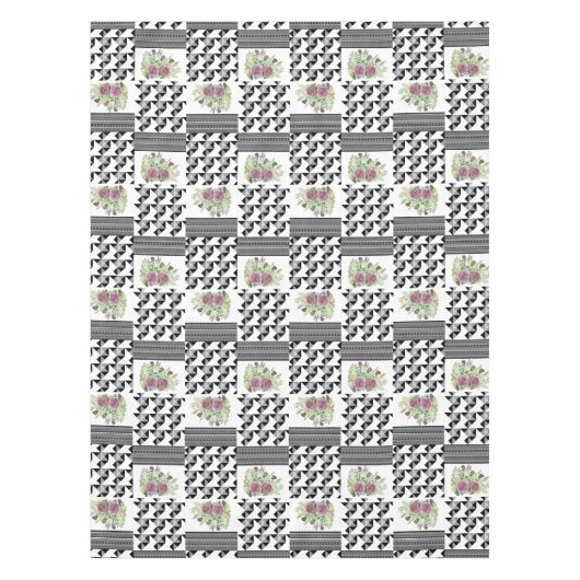 Robuust, lappendeken, rozen tafelkleed (Voorkant)