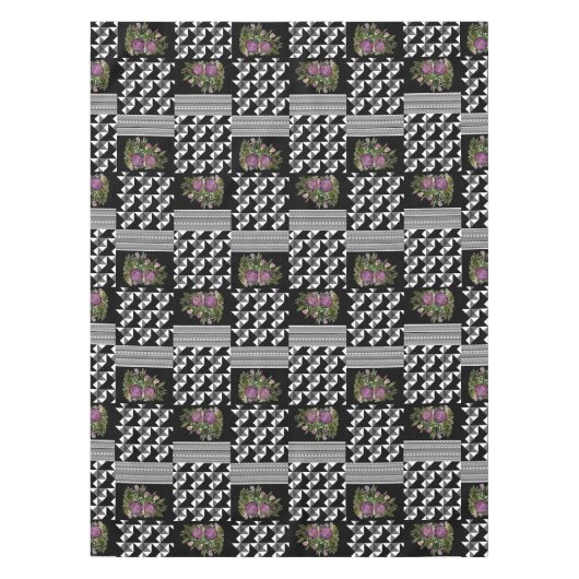 Robuust, lappendeken, rozen tafelkleed (Voorkant)