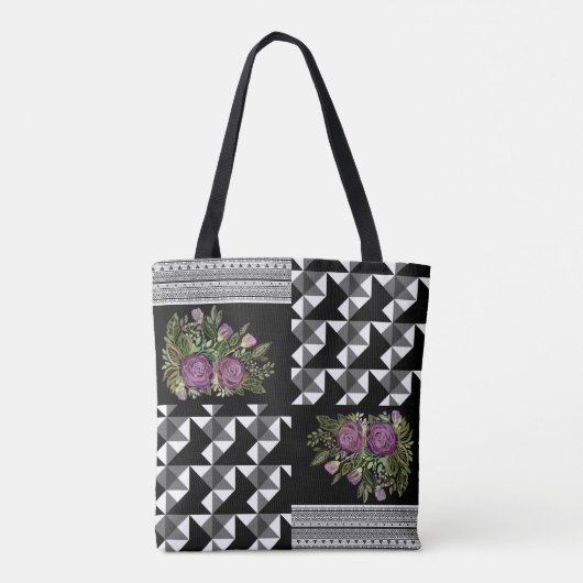 Robuust, lappendeken, rozen tote bag (Achterkant)