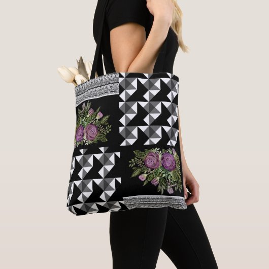 Robuust, lappendeken, rozen tote bag (Dichtbij)