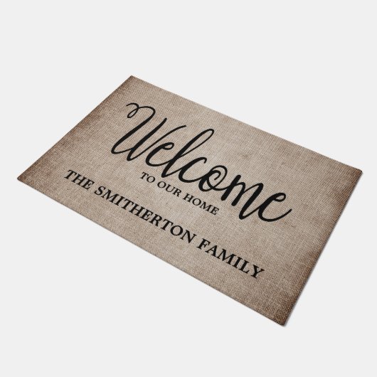 Robuust licht bruin welkom deurmat (Schuin)