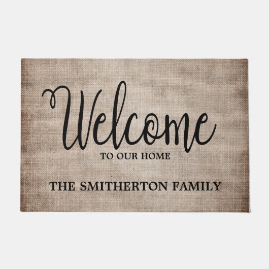 Robuust licht bruin welkom deurmat (Voorkant)