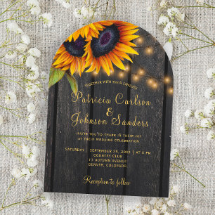 Robuust licht gouden zonnebloemen met een bruinhou kaart