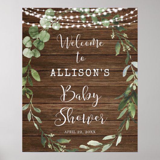 Robuust licht groen baby shower welkomstbord poster (Voorkant)