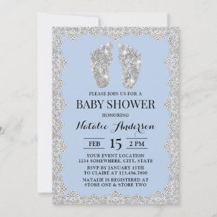 Robuust, lichtblauw Baby shower met laksheid Kaart