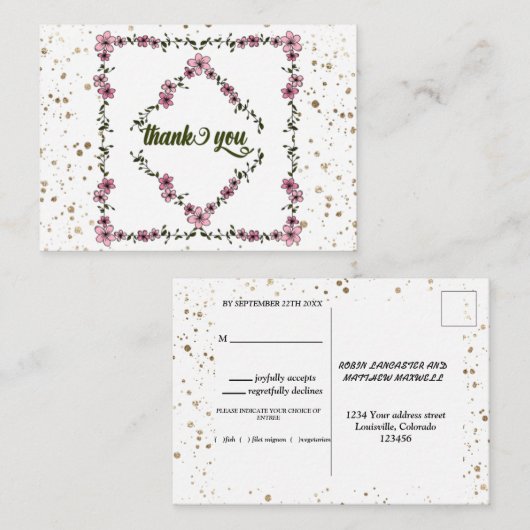 Robuust lijst patroon modern script, postcad informatiekaartje (Voorkant / Achterkant)