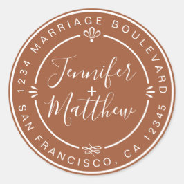 Robuust logo retouradres TerraCotta Ronde Sticker