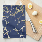 Robuust marmerpatroon met goudfolie voor de zeevaa theedoek (Quarter Fold)