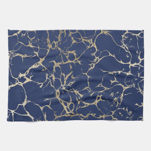 Robuust marmerpatroon met goudfolie voor de zeevaa theedoek (Horizontaal)