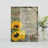 Robuust menu Zonnebloemen en Wagon Wheel Wedding (Staand voorkant)