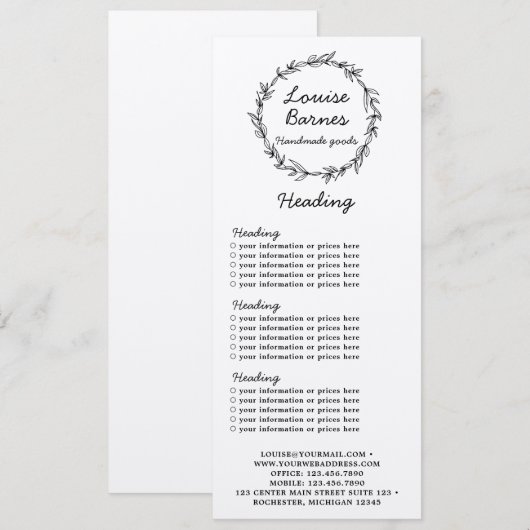 Robuust met een uitgebreide prijslijst of servicek kaart (Voorkant / Achterkant)