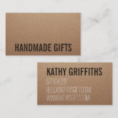 Robuust, modern, bruin kraftpapier, handgemaakt ka visitekaartje (Voorkant / Achterkant)