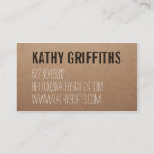 Robuust, modern, bruin kraftpapier, handgemaakt ka visitekaartje (Achterkant)