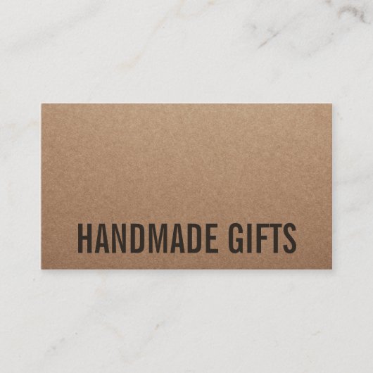 Robuust, modern, bruin kraftpapier, handgemaakt ka visitekaartje (Voorkant)