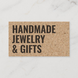 Robuust, modern bruin kurk, handgemaakt, zwart vet visitekaartje