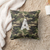 Robuust Monogram Initiaal Groen bruin Camouflage Kussen (Deken)