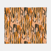 Robuust naadloos tijgerpatroon, perzikkleur fleece deken (Voorkant (Horizontaal))