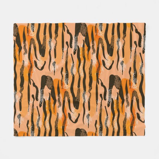 Robuust naadloos tijgerpatroon, perzikkleur fleece deken (Voorkant (Horizontaal))