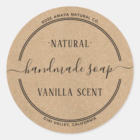 Robuust natuurlijk Kraft Style Soap Beauty Spa Lab Ronde Sticker (Voorkant)