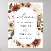 Robuust neutraal Boho Floral welkomstteken Poster (Voorkant)