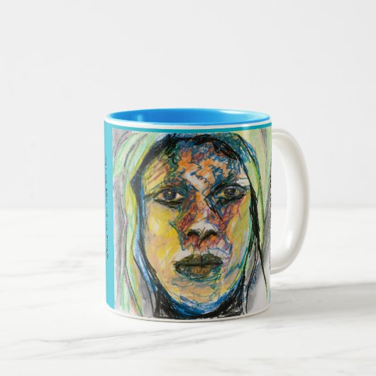 Robuust Oerwoud Gezichtskunst Tweekleurige Koffiemok (Voorkant rechts)