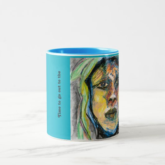 Robuust Oerwoud Gezichtskunst Tweekleurige Koffiemok (Center)