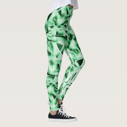 Robuust of niet, groene witte, vreemde gedraaide s leggings (Rechts)
