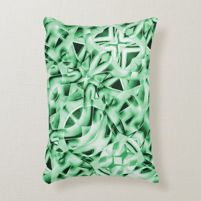 Robuust of niet, witte groene, vreemde doorsnede accent kussen (Voorkant(Verticaal))