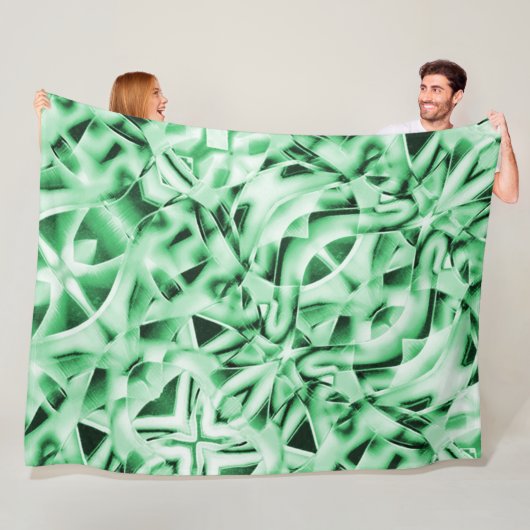 Robuust of niet, witte groene, vreemde doorsnede fleece deken (In situ)