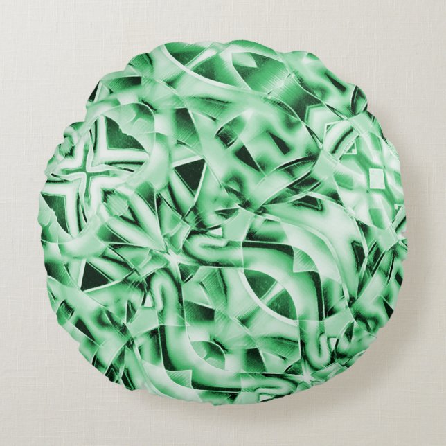 Robuust of niet, witte groene, vreemde doorsnede rond kussen (Voorkant)