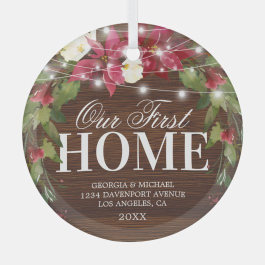 Robuust ons eerste kerstglazen Ornament thuis (Voorkant)