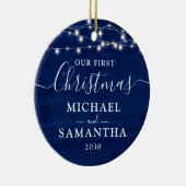 Robuust ons eerste kerstpaar Gepersonaliseerd Keramisch Ornament (Rechts)