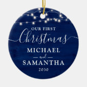 Robuust ons eerste kerstpaar Gepersonaliseerd Keramisch Ornament (Voorkant)