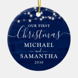 Robuust ons eerste kerstpaar Gepersonaliseerd Keramisch Ornament