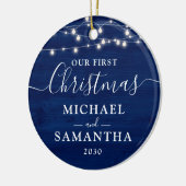 Robuust ons eerste kerstpaar Gepersonaliseerd Keramisch Ornament (Links)