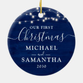 Robuust ons eerste kerstpaar Gepersonaliseerd Keramisch Ornament (Achterkant)