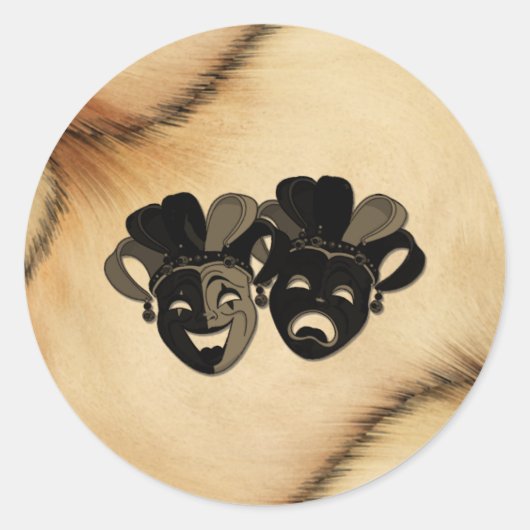 Robuust ontwerp van comedy en tragedie theater ronde sticker (Voorkant)