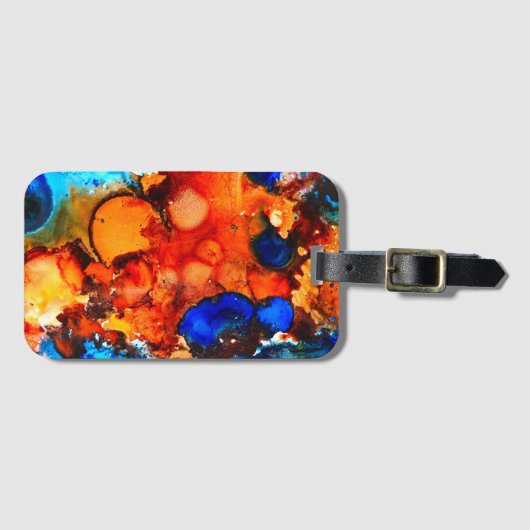 Robuust oranje abstracte kunstinkt bagagelabel (Voorkant (horizontaal))