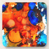 Robuust oranje abstracte kunstinkt bier onderzetter (Voorkant)