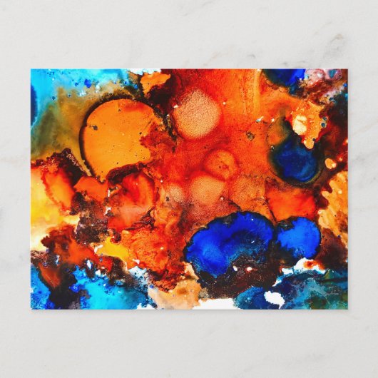 Robuust oranje abstracte kunstinkt briefkaart (Voorkant)